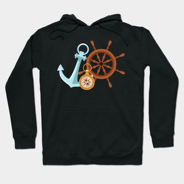 Love Fishing and Sealing Anchor Rudder And Compass Hoodie by Hohohaxi